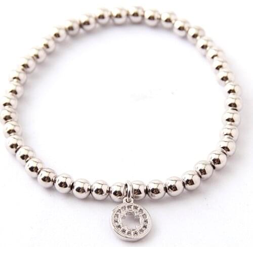 Free Shipping 5mm Round Copper Beads Cross CZ Charm Bracelets & Bangles