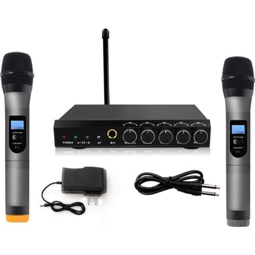 Free Ship Wireless BT Microphone System VHF Dual Channels Handheld Microphone Systems Mini Portable Singing Mixer Karaoke