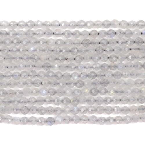 Natural Faceted Labradorite Larvikite Stone Beads Round Loose Spacer Beads For Jewelry Making Bracelet Handmade