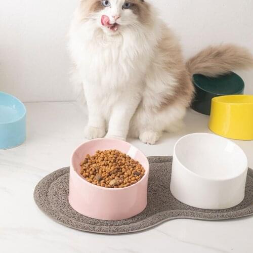 Pet Bowl Cat Ceramics Cute Cervical Health Protective Bowl High Base Water Food Feeder for Puppy Kitten Pet Feeding Cat Bowl