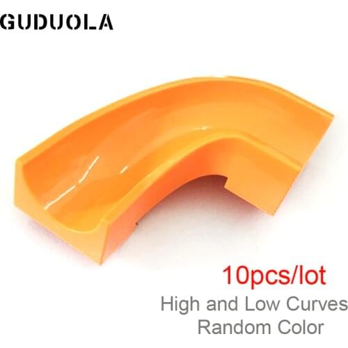 10pcs/lot High and Low Left Curves Big Bricks Marble Race Run Maze Balls Track Funnel in Blocks Duplo Building Blocks Toys