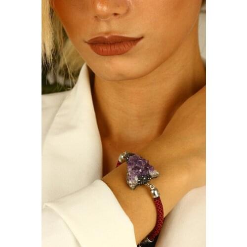 Dr Stone natural Stone womens amethyst Bracelet silver plated XZ121AR331 372888352