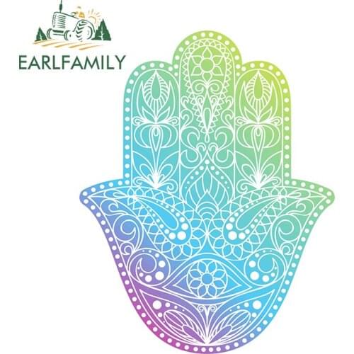 EARLFAMILY 13cm x 10.2cm for Hamsa Hand Car Stickers Simple Occlusion Scratch Decals Car Accessories Laptop Luggage Decor