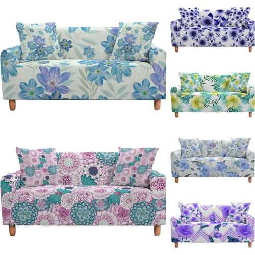 Flowers Printed Elastic Sofa Covers for Living Room Furniture Protector 1/2/3/4 Seater L-shape Sectional Corner Couch Cover