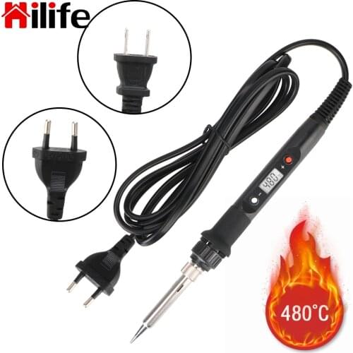 80W Electric Soldering Iron Temperature Adjustable Ceramic Heater Soldering Tips LCD Digital Display Welding Tool US/EU/UK Plug