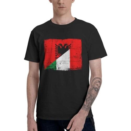 Italy Flag With Albania Flag Shqip T-shirt Mens Graphic T Shirt Short Sleeve Cotton Albanian Tshirt Urban Tees Tops