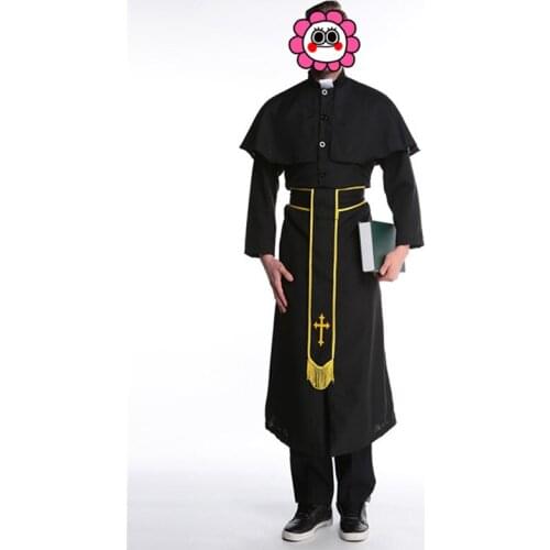 Halloween costumes for men Sexy adult women costumes Jesus Cross priest missionaries Father monk costume nun Marian suit