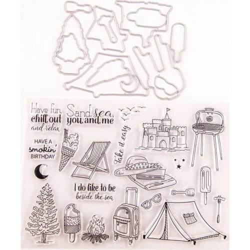 KSCRAFT Summer Travel Castle Tents Stamp Metal Cutting Dies for DIY Scrapbooking/Card Making/Kids Fun Decoration Supplies