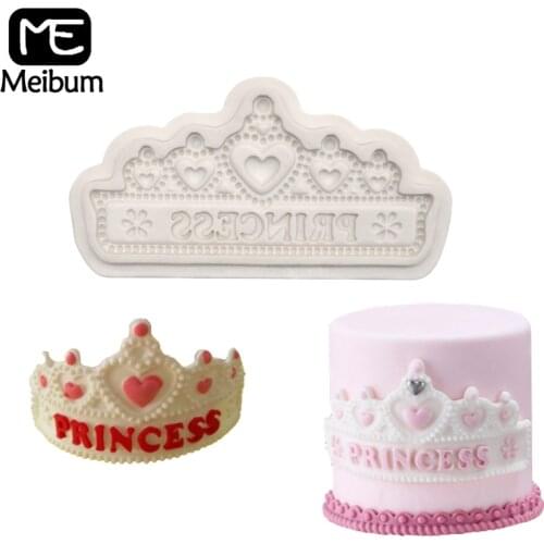 Meibum Princess Crown Shape Fondant Cake Mold Birthday Party Sugar Craft Decorating Mould Gum Paste Pastry Pan Baking Tools