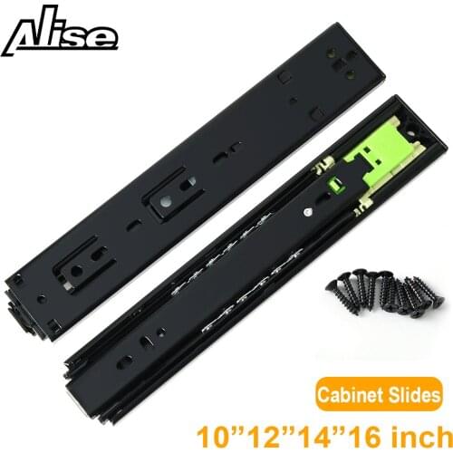 10"-16" Cabinet Slides Soft Close 304 Stainless Steel Three-Section Drawer Rails Drawer Slides Buffer Damper Rails Hardware