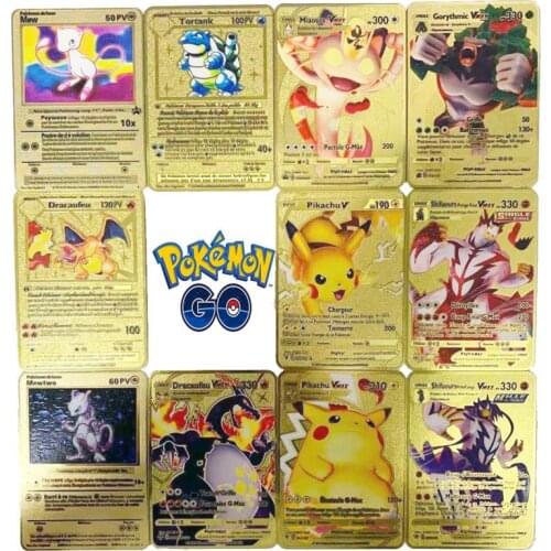 2021 NEW Pokemon Cards PV French Shiny Charizard Vmax Pikachu Metal Card Game Game Battle Collection Pokemon Card Toy Model