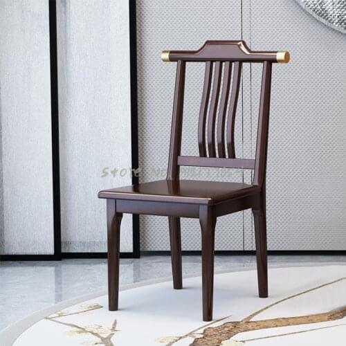 All Solid Wood Dining Chair Household New Chinese Antique Restaurant Restaurant Chair Rubber Wood Modern Simple Soft Bag Leisure