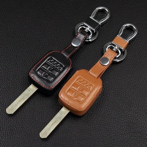 Genuine Leather key chain ring cover case holder ,car styling For Honda XRV XR-V CR-V Fit Pilot Honda Accord Civic ,2 Buttons