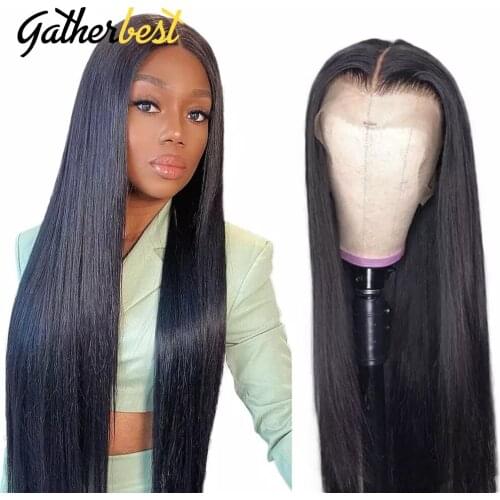 13x4 Lace Front Human Hair Wigs 30 32 Inch Bone Straight Human Hair Frontal Wigs 150% Density Brazilian Real Hair Natural Color