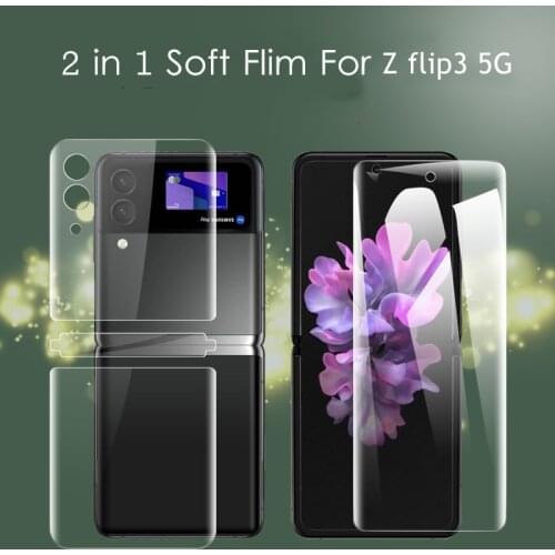 2 in 1 Front and Back Protective Film For Samsung Z FLIP 3 Screen Protector Soft Hydrogel Film For Samsung Galaxy Z Flip3 5G