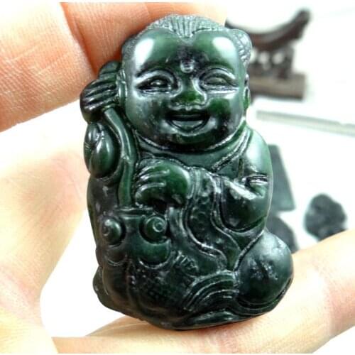 Natural stone Quartz Crystal Chinese stone hand-carved statue of Boy amulet pendant for diy Jewelry Making necklace Accessories