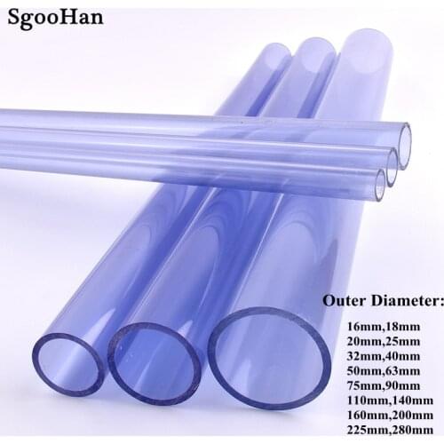 Length 0.5M O.D 16~110~280mm Transparent UPVC Pipe Aquarium Fish Tank Adapter Tube Garden Irrigation Watering Fittings Big Size