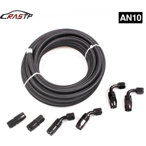 RASTP 3.6M Fuel Pipe Hose Kit Universal Stainless Steel Nylon Braided Oil Braided Universal CPE 6 Rotary Joint HR017-AN10