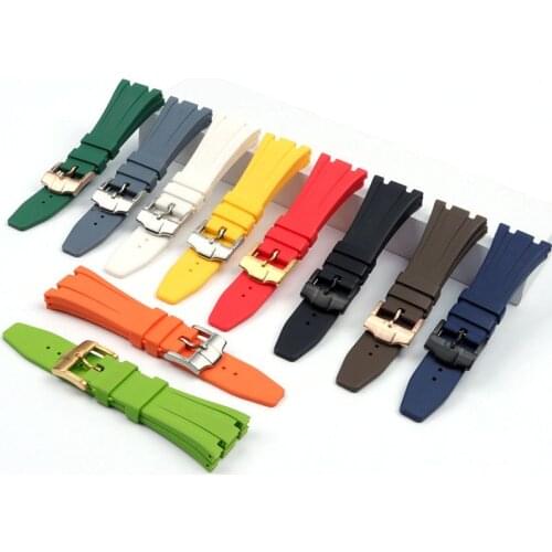 26mm Soft Black White Green Yellow Orange Gray Blue Red Silicone Rubber Watch Strap Bracelet For AP ROYAL OAK Watchband Belt