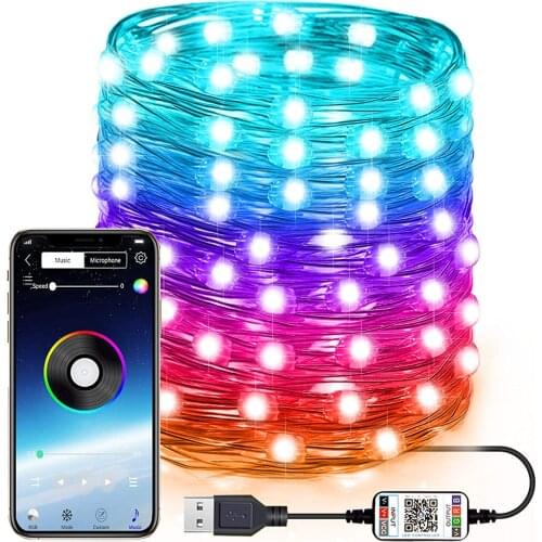 Christmas Tree Decor Bluetooth Led String Lights Merry Xmas For Home Decor Smart Lamp fairy lights led Gifts New Year Decoration