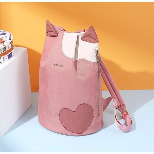 Just star2020 new fashion backpacks for women casual Korean version cute cartoon girl bag nylon cat backpack