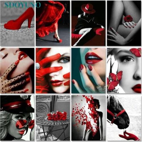 SDOYUNO 40x50cm Acrylic Paint By Numbers Girl And Dogs Oil Painting By Numbers On Canvas Animals Frameless DIY Home Decor