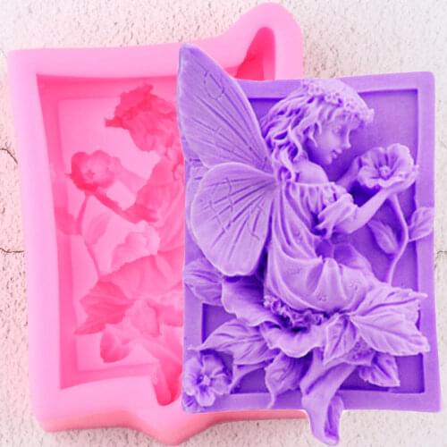Fairy Angel Flower Silicone Mold 3D Craft Soap Resin Clay Molds DIY Cake Baking Fondant Molds Candy Chocolate Gumpaste Moulds