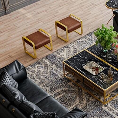 Light luxury post-modern metal pedal brushed brass color can be customized velvet fabric shoe changing stool