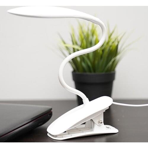 LED Desk Lamp Home Night Light 360° Flexible Clip Desktop Lamp 6000K 1.5W Non-Slip Bedside Table Student Reading Light
