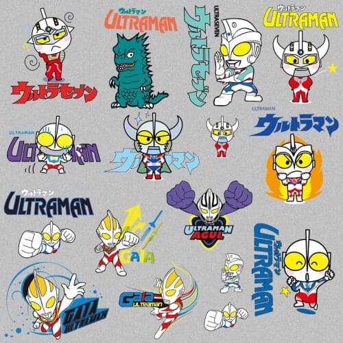 Japanese cartoon anime Ultraman monster vinyl heat transfer badge patch sticker iron on Children clothes for DIY T-shirt
