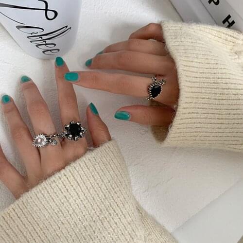 Vintage Minimalist Silver Color Rings for Women Couples New Fashion Retro Handmade Geometric Party Finger Jewelry Gifts