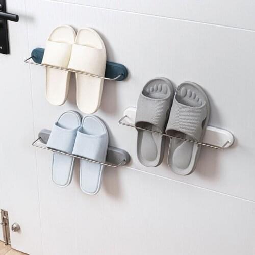 1Pc Towel Holders Shower Bath Towel Racks Wall Mounted Hanging Towel Bars, Multi-purpose Home Shoes Rack Scouring Pad Rag Shelf