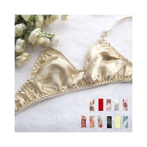 100% mulberry silk fine silk bra double-sided silk without rims Health care underwear bra