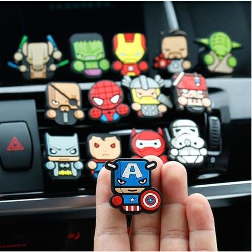 2pcs/set Car Air Freshener Cartoon Hero Figure Automobile Interior Air Vent Clip Decoration Perfume/Fragrance Car Accessories