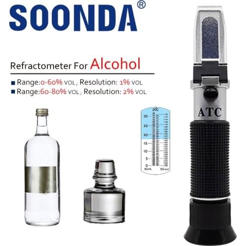 2-in-1 Refractometer For Alcohol Spirits 0~80%VOL Homebrew Wine Making Refractometer Alcohol Concentration Hydrometer Brewing