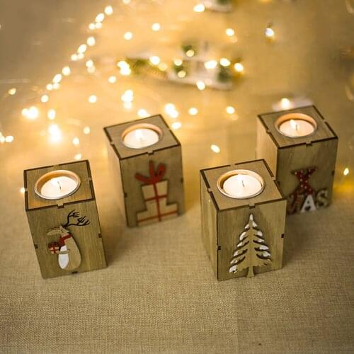 2018 Christmas Wood Candlestick Candle Holder Xmas Decorative Lanterns Ornaments Wedding Home Decor Gift Christmas Adornment