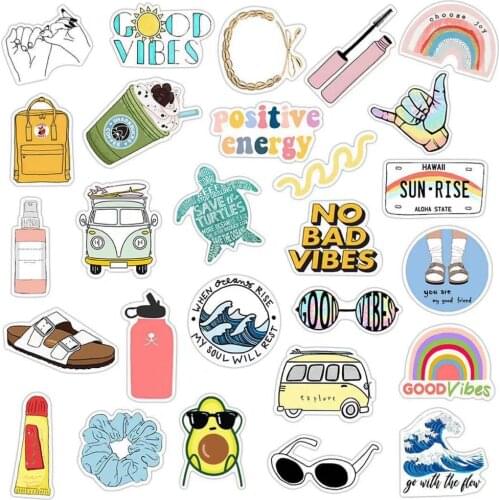 35pcs Cute Cartoon Vsco Girl Sticker Simple Girl Decal DIY for Laptop Luggage Guaitar Skateboard Toy Waterproof Stickers