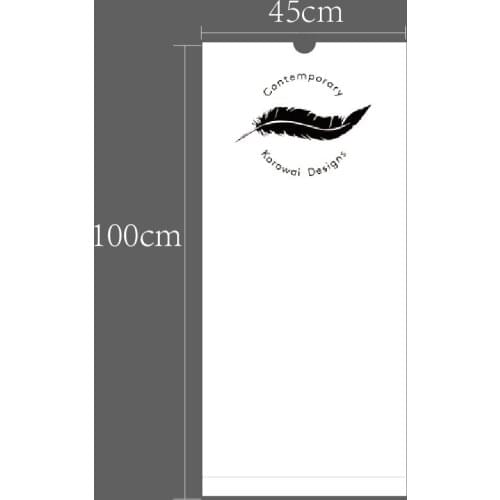 Customised Size 500 pcs 45x100cm White Non-woven Bags (Without Strings) Printed With Black Feather Logo Ship Via Fast FedEx