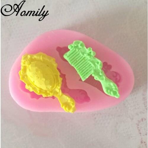 Aomily Retro Comb Mirror Cake Molds Silicone Mold Fondant Chocolate Mold Pastry Kitchen Baking Mold Baking Accessories