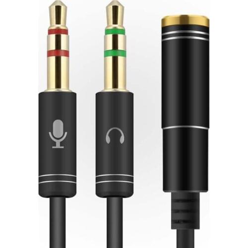 3.5mm Jack Microphone Headset Audio Splitter Cable Female To 2 Male Headphone Mic Aux Extension Cables For 3.5 mm Computer