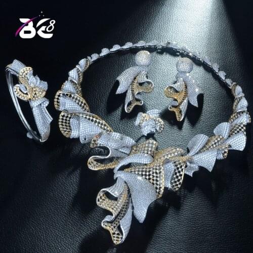 Be 8 Brilliant AAA Cubic Zirconia Dubai Bridal Jewelry 4pc Set Nigerian Wedding Jewelry Accessory Sets With Factory Price S336