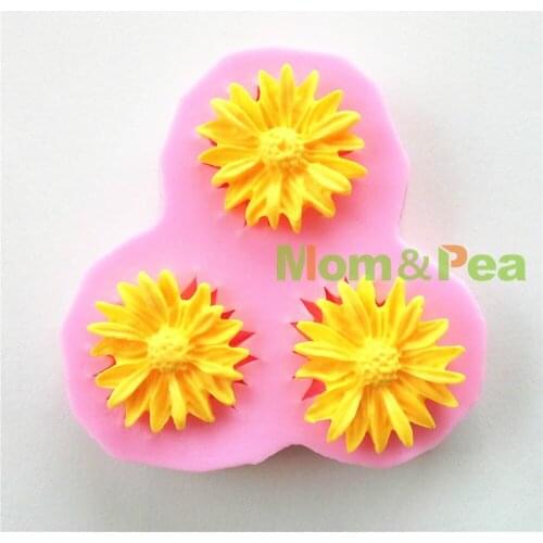Free Shipping 3-Cavity Flower Shaped Silicone Mold Cake Decoration Fondant Cake 3D Food Grade Silicone Mould 0255