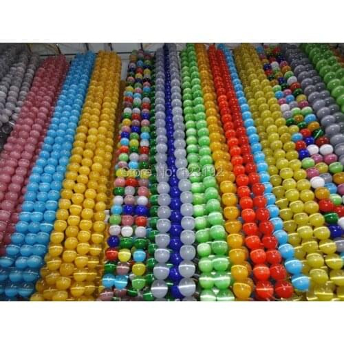 Free Shipping 65PCS 6mm Cat eye beads Round Fashion beads multi-color for jewelry making