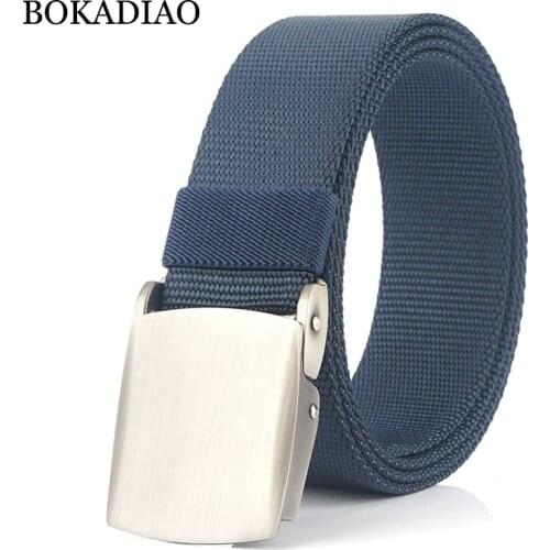 BOKADIAO New Men&Women fashion casual nylon belt luxury metal buckle Canvas belt jeans Waist Belts Black male strap high quality