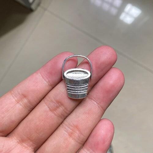 18pcs Fashion Bucket DIY Couples Pendant Necklace Key Chain Earrings Accessories Charms Findings Jewelry Making Supplies