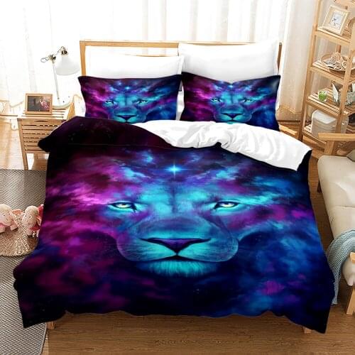 Lion Bedding Set Single Twin Full Queen King Size Animal Tag Lion Wolf Bed Set Childrens Kid Bedroom Duvetcover Sets 015