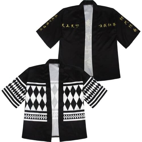 Anime Tokyo Revengers Ken Ryuguji Cosplay Costume Cloak Top Summer Haori Kimono Tee Men Short-sleeve Clothing