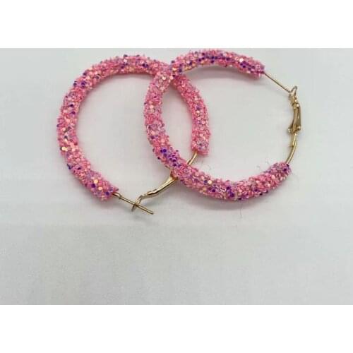 Colorful Hoop Earrings Glitter Sequins Jewelry Geometric Charm Design Round Bling Women Lady Hoop Jewelry Earring Party Gift