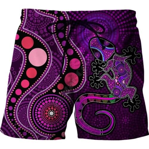 Summer Casual Shorts Aboriginal Australia Indigenous Purple The Lizard and The Sun 3D Printed Trousers For Women Men Shorts
