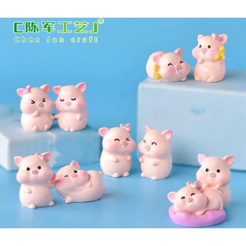 ZOCDOU 1 Piece Love Piggy Small Statue Little Figurine Crafts Figure Ornament Miniatures